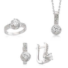 Silver Single Stone Women's Set