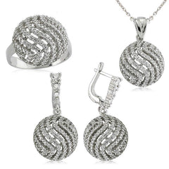 Silver Round Zircon Stone Women's Set