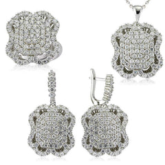 Silver White Stone Women's Set