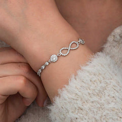 Silver Zircon Stone Infinity Women's Bracelet