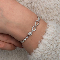 Silver Zircon Stone Infinity Women's Bracelet