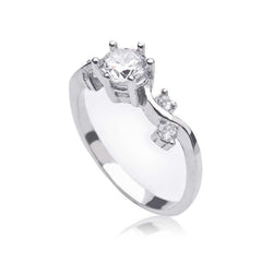 Silver Single Stone Women's Ring