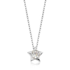 Silver Single Stone Star Women's Necklace