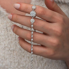 Silver Zircon Stone Round Women's Bracelet