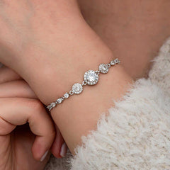 Silver Zircon Stone Round Women's Bracelet