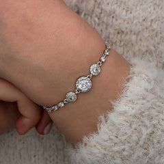 Silver Zircon Stone Round Women's Bracelet