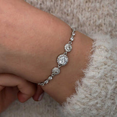 Silver Zircon Stone Round Women's Bracelet