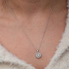 Silver Zircon Stone Round Women's Necklace