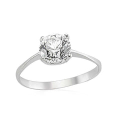 Silver Single Stone Women's Ring