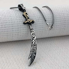 Silver Zulfiqar Sword Men's Necklace