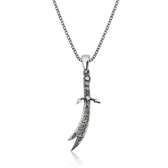 Silver Zulfiqar Sword Men's Necklace
