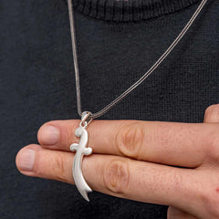Silver Zulfiqar Sword Men's Necklace