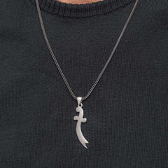 Silver Zulfiqar Sword Men's Necklace