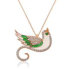 Silver Emerald Phoenix Women's Necklace