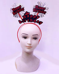 Happy Birthday Yazılı Püsküllü Neon Kırmızı Renk Doğum Günü Tacı 22x19 cm