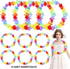Nessiworld Hawaiian Floral Neck Necklace - Colorful Tropical Party Lei 12 Pieces