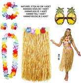 Ensemble de costumes de fête Nessiworld Hawaii : jupe en paille de 60 cm, accessoires floraux et verres à ananas