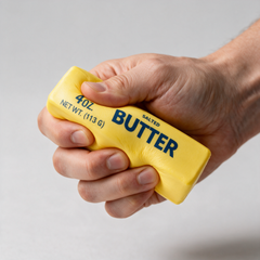 Squish Butter squishy oyuncak elde sıkılırken deforme oluyor