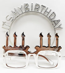 NessiWorld İt'sMyBirthdayYazılıTaçveMumŞekilliGözlükSetiGümüşRenk