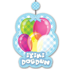 Nessiworld Happy Birthday Written Hanging Rope Ornament Blue Color Set of 3 12x45 cm