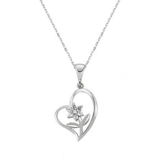 Collier pour femme en argent avec la fleur de mon cœur