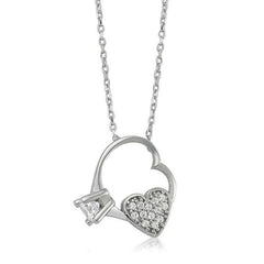 Silver Heart Single Stone Women's Necklace