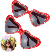 NessiWorld Heart Shaped Stone Party Glasses Red Color 6x16cm