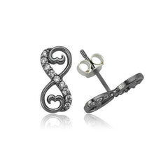 Boucles d'oreilles à tige en argent avec cœur et infini