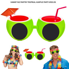 Nessiworld Watermelon Shaped Tropical Hawaiian Hello Summer Party Glasses