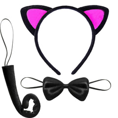 Nessiworld Cat Ear Crown Tail and Bow Tie 3 Piece Set Child Size Fuchsia Color
