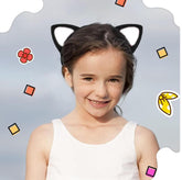 Couronne d'oreilles de chat Nessiworld noire à l'intérieur blanc duveteux 15 x 17 cm