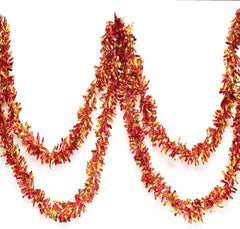 Nessiworld Red Gold Color 6 cm Width Garland Double Color Glitter Ornament 180 cm