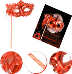 Nessiworld Red Glitter Handle Photo Shoot Mask 18x29 cm