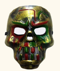 Masque de crâne de Dracula à crocs rouges et sanglants Nessiworld couleur or