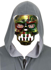 Masque de crâne de Dracula à crocs rouges et sanglants Nessiworld couleur or