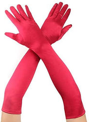 Nessiworld Red Color Elbow Length Fabric Gloves 40 cm