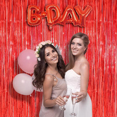 Nessiworld Kırmızı Renk Ekstra Metalize Parlak Saçaklı Arka Fon Perde İthal A Kalite 1x2 Metre