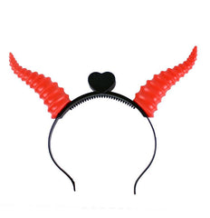 Nessiworld Kırmızı Renk Led Işıklı Kıvrımlı Boynuz Taç 27x18 cm