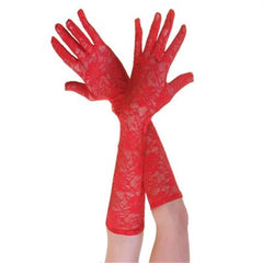 NessiWorld Red Color Medium Lace Gloves