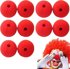 Nessiworld Kırmızı Renk Sünger Palyaço Burnu Takma Burun 10 Adet