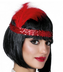 Bandeau à cheveux Charleston à plumes de couleur rouge Nessiworld