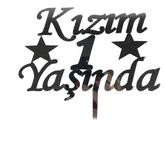 Nessiworld My Daughter 1 Year Old First Birthday Party Plexiglass Cake Decoration Silver Color