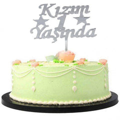 Nessiworld My Daughter 1 Year Old First Birthday Party Plexiglass Cake Decoration Silver Color