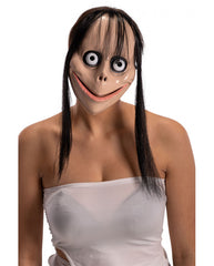 Masque Momo effrayant et effrayant aux cheveux longs Nessiworld 24 x 16 cm