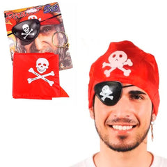 Nessiworld Pirate Bandana Pirate Eye Mask and Pirate Earring 3 Piece Costume Set