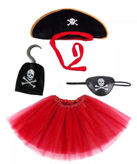 Pirate Hat Skirt Hook and Eye Mask Costume Set for Girls