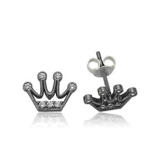 Boucles d'oreilles à tige en argent avec couronne de reine