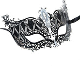 Nessiworld Crystal Silver Stone Black Color Metal Luxury Mask Prom Party
