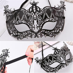 Nessiworld Crystal Silver Stone Black Color Metal Luxury Mask Prom Party