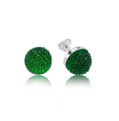 Boucles d'oreilles à tige en cristal vert argenté